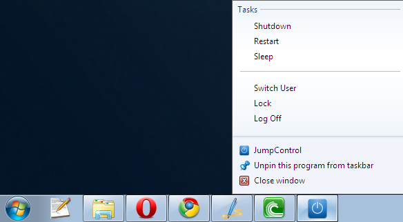 JumpControl In Taskbar