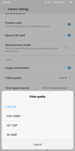 Xiaomi-Redmi Note 5 Pro Enable 4K Video Recording