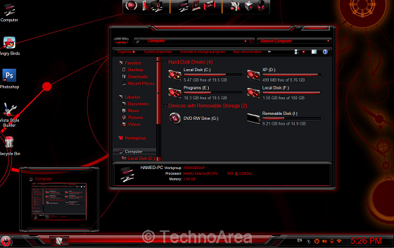 Red Alienware Skin Pack For Windows 7 | TechnoArea